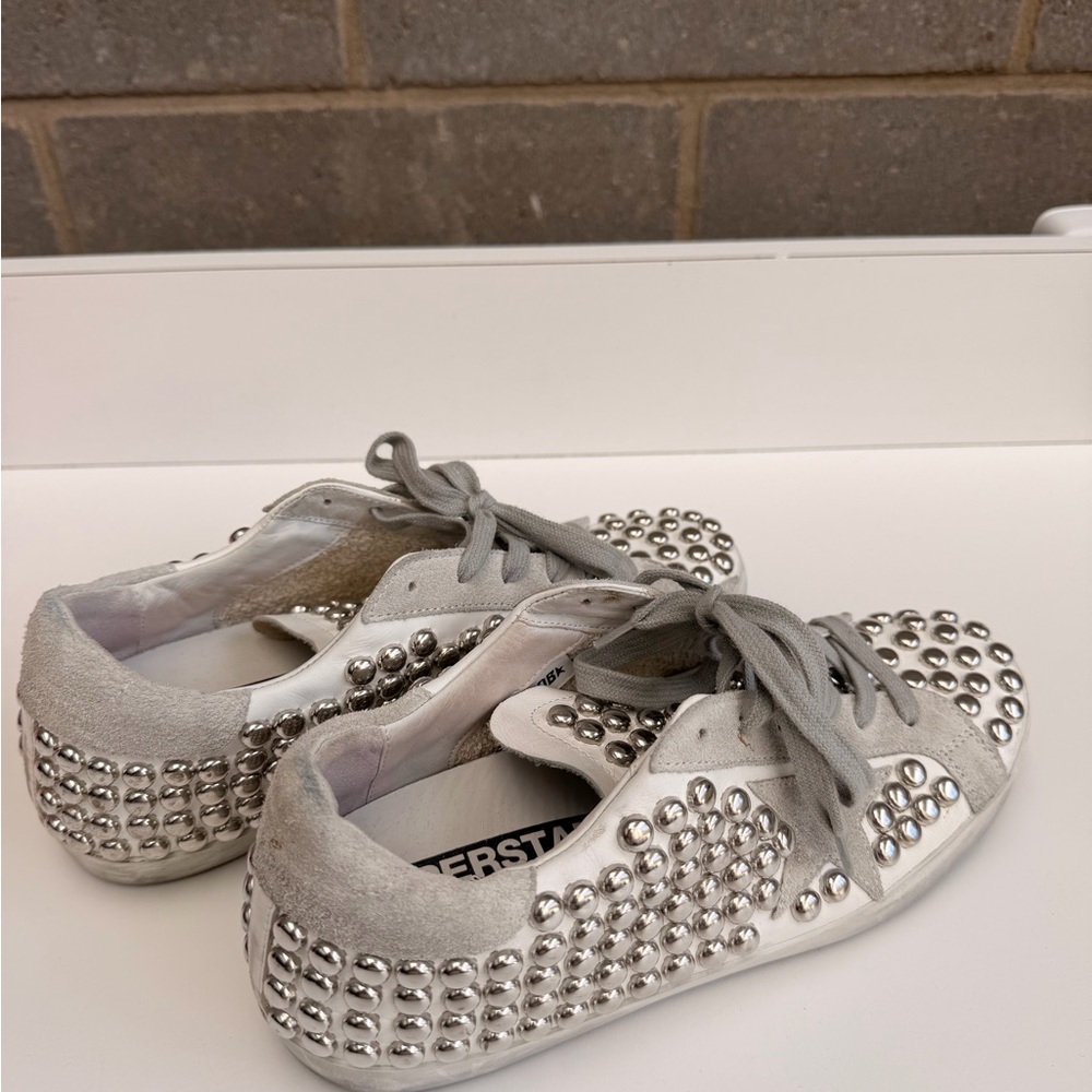 Golden Goose Silver and Gray Athletic Shoes